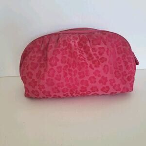 Fendi Cosmetic Bag Pouch Vintage Handbag Zip Italian Pink Leopard Medium Nylon
